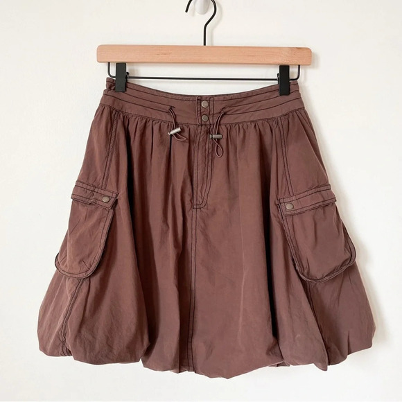 Anthropologie Pilcro Parachute Mini Skirt 0 Washed Brown Cargo Pockets Gorpcore - Picture 3 of 11